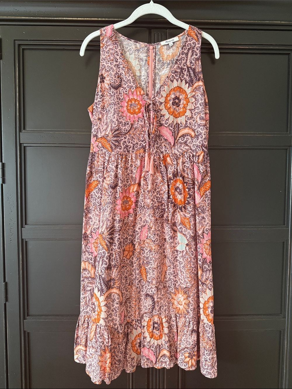 Madewell Pink & Orange Floral Midi Dress